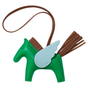 适用于爱马仕包包挂件羊皮拼色小飞马挂件全真皮手工缝线汽车吊坠