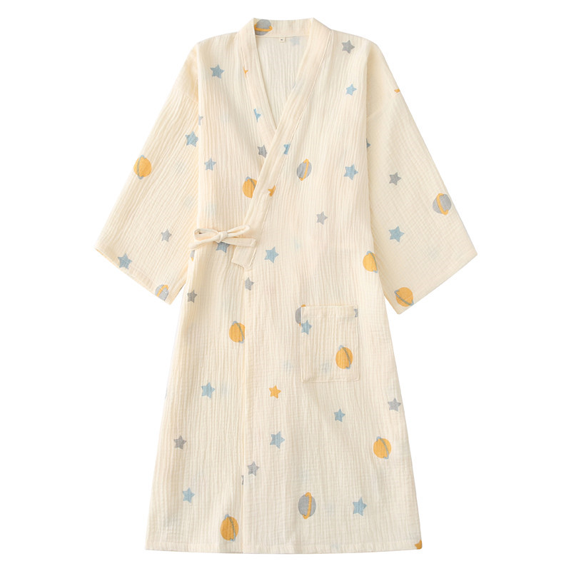 睡裙睡袍女夏季纯棉纱布和服春秋浴衣日式家居服汉服男士浴袍睡衣