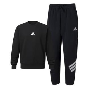 阿迪达斯Adidas男款运动休闲卫衣长裤两件套2026夏季新款黑色套装