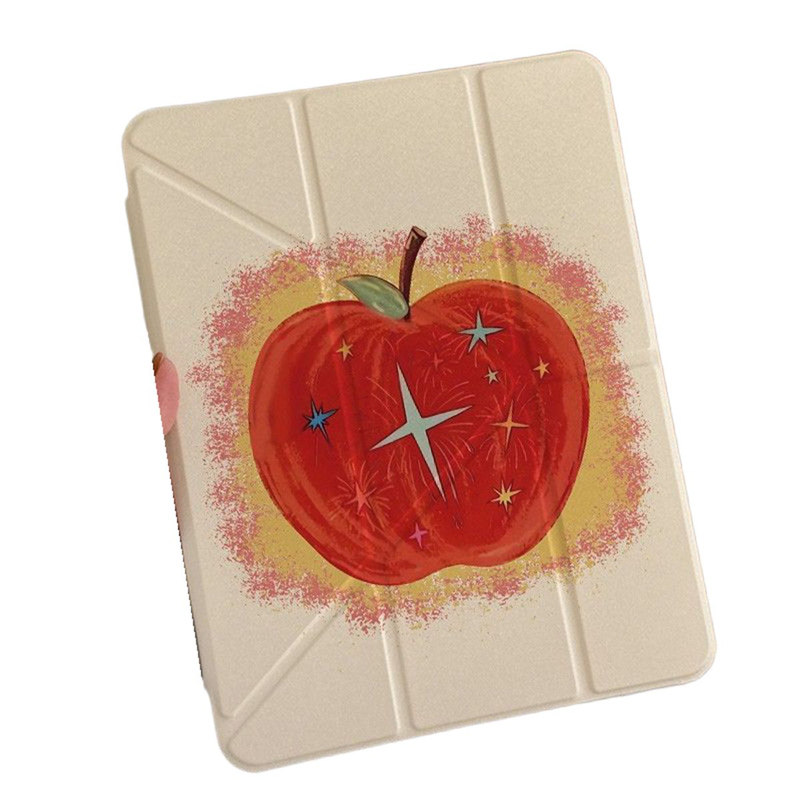 红色苹果烟花适用苹果iPad7/8/9保护套iPad11代亚克力平板壳A16带笔槽Y折稳固支撑平板10.2寸ipad壳pro11寸壳