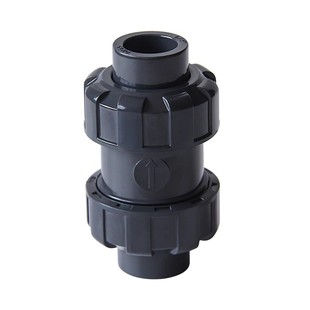 UPVC双活接止回阀鱼缸单向阀双由令立式球式逆止阀化工级配件深灰