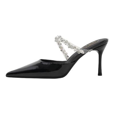 苏妃妃法式高跟鞋女细跟尖头水钻