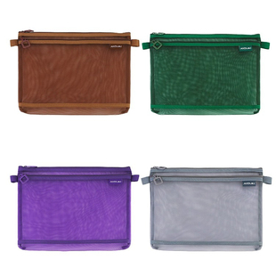 NATAMI奈多美收纳袋透明网纱双层拉链大容量袋子旅行小拉链袋学生文具网袋a4中高考试常用