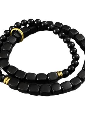 黑檀木金环双层手串盘玩手链