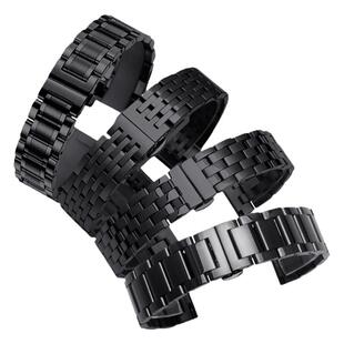 黑色精钢卡西欧手表带男钢带代用西铁城欧米茄精工天梭陶瓷钢表链