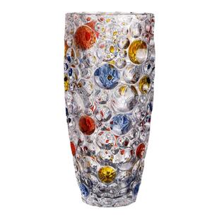 轻奢彩绘气泡水晶玻璃花瓶插花摆件客厅感透明水养鲜花瓶装饰