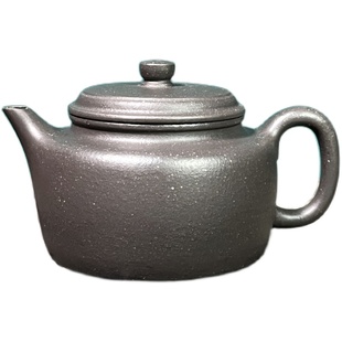 宜兴紫砂黄龙山原矿台西中槽青半手工筋纹器中式茶具菱花壶130mL