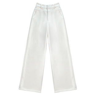 白色醋酸羊毛阔腿裤女秋冬高腰显瘦糯米裤垂感窄版直筒西装裤子