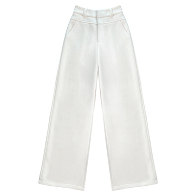 寻笙记秋冬米白羊毛呢阔腿裤子女