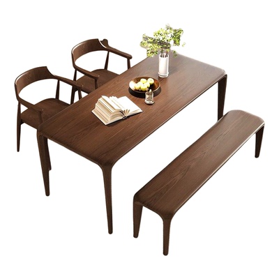 北美黑胡桃色木实木餐桌榫卯结构