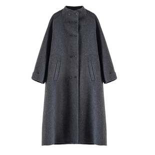 Amii【轻奢风】25秋冬轻奢简约风含绵羊毛双面呢长款款大衣女冬季