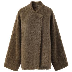 COCOBELLA通勤仿羊驼长绒呢子大衣宽松休闲斗篷毛呢外套WL3218-2