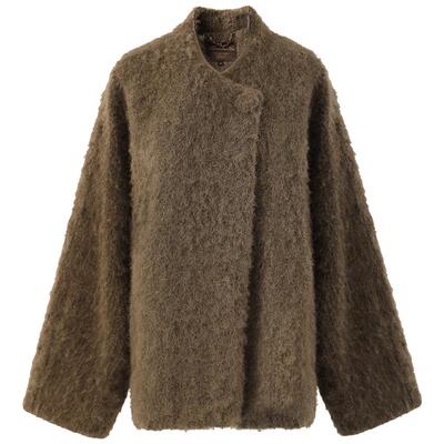 仿羊驼长绒休闲呢子大衣