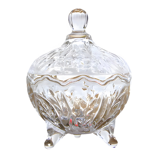 水晶玻璃碗带盖透明糖果罐高颜值水果盘果酱容器小果盘醉虾器皿盒