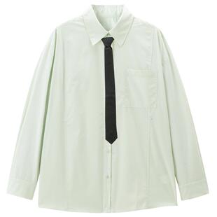 【商场同款】乐町2025春季新品学院风宽松领带衬衫上衣C2CAF1139*