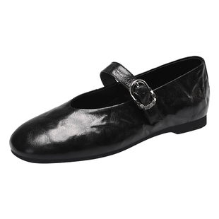 MILLIE'S/妙丽时尚玛丽珍鞋女2026春款浅口单鞋魔术贴低跟小皮鞋