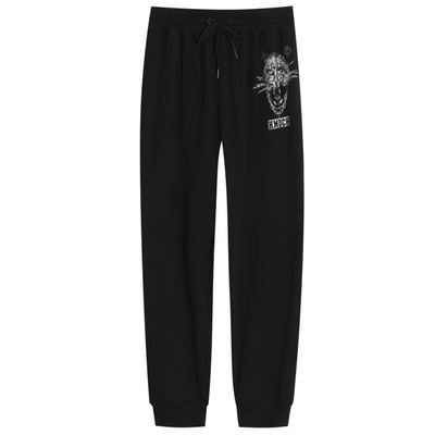 字母烫钻黑色休闲卫裤