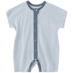 婴儿衣服夏季短袖薄款新生儿纯棉哈衣爬爬服初生儿睡衣宝宝连体衣