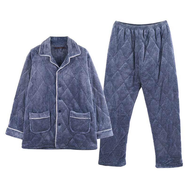 夹棉家居服达尔丽男三层加厚