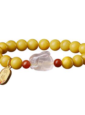 蜜蜡手串女冰料南红玛瑙玉兔手链