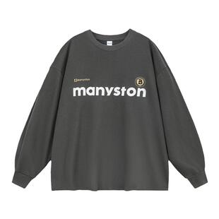 MANYSTON 美式高街280g重磅纯棉T恤男款夏季潮牌情侣长袖圆领卫衣