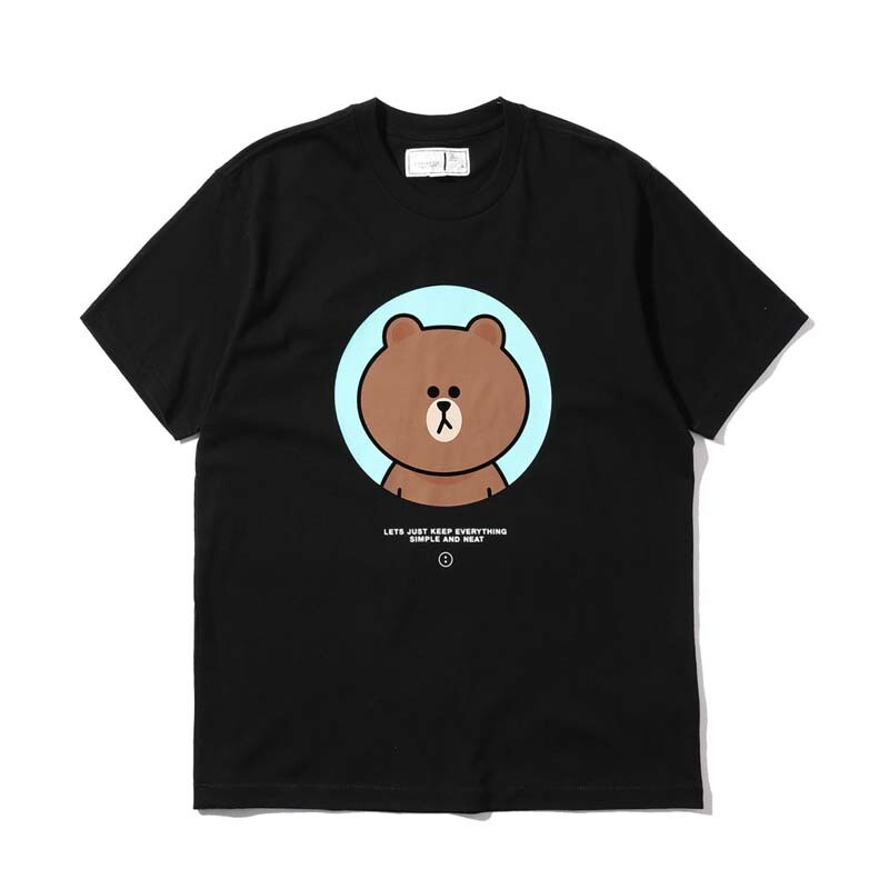 潮牌 CHOCOOLATE X LINE FRIENDS 夏情侣款布朗熊印花短袖T恤1449
