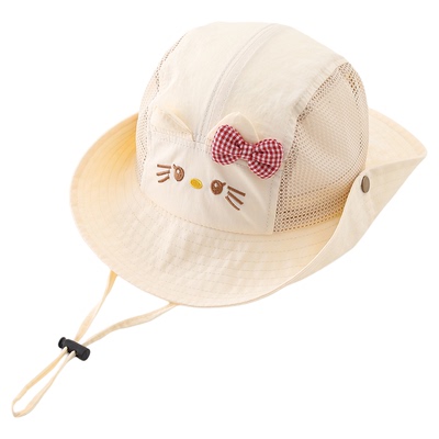 儿童遮阳帽子夏季薄款防晒大帽檐透气网眼渔夫帽女宝宝露营盆帽潮