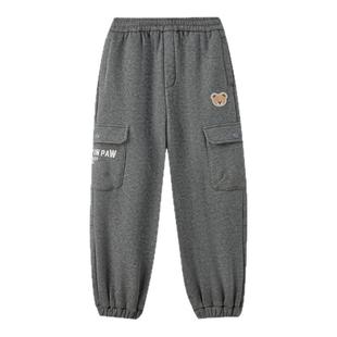 PawinPaw卡通小熊童装25年冬季新款男童加绒休闲裤宽松多口袋长裤