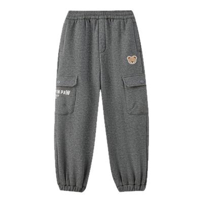 PawinPaw卡通小熊童装25年冬季新款男童加绒休闲裤宽松多口袋长裤