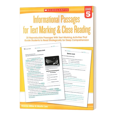 英文原版 Informational Passages for Text Marking & Close Reading Grade 5 学乐阅读标记提速训练5 英文版 进口英语原版书籍