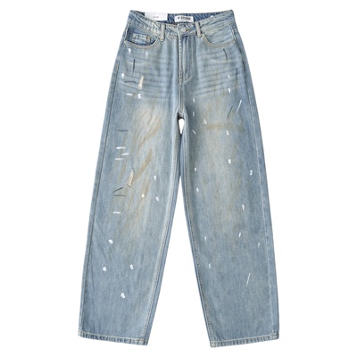 Lovedeath泼墨涂鸦做旧牛仔裤