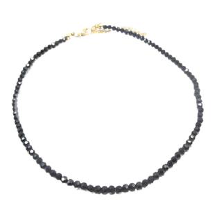 新品Choker项圈黑尖晶石极细闪14K包金锁骨链女时尚水晶颈链项链