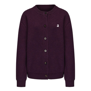 BESOBER原创 超显白紫色毛衣开衫外套女秋季休闲宽松针织开衫上衣