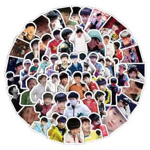 100张国乒运动员莎莎创意简约风格贴纸装饰手机笔记本水杯饭卡行李箱房间冰箱窗户高清高品质DIY防水贴画贴纸