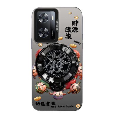 发财旋转支架适用于OPPOA57 5g手机壳a56s高级感硬壳PFTM20好运常在防摔高颜值保护套解压男女创意新款手机套