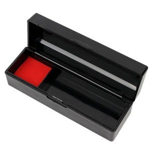 翻盖印鉴盒印章收纳盒 便携式长条章盒 单枚塑胶印鉴盒自带印泥