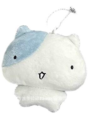 小红书同款古早豆豆眼蓝白拼色呆呆猫毛绒挂件公仔钥匙扣包包挂饰