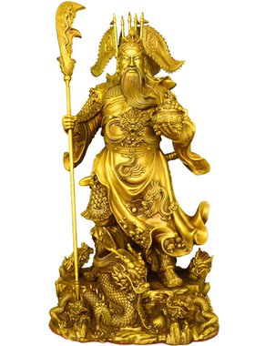 黄铜武财神铜像摆件关公办公桌