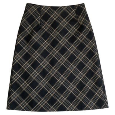 格子半身裙中长裙子高腰黑格中裙