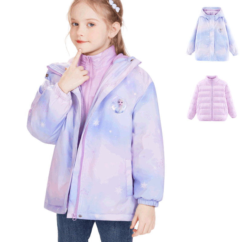 迪士尼女童冲锋衣羽绒服