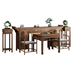 新中式实木中堂六件套香火桌家用供桌条案农村案台条桌八仙桌神台