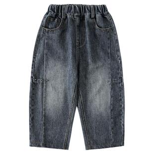 男童牛仔裤春秋款2026春装新款儿童中大童男孩春季休闲直筒长裤子