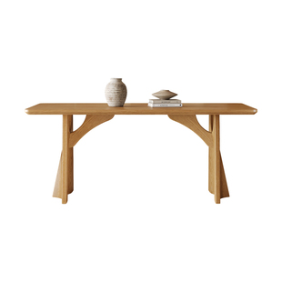 奥古斯特 实木餐桌长方形家用客厅白蜡木2025新款飞鸦原木色餐桌