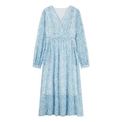 秋水伊人淑女风碎花裙雪纺