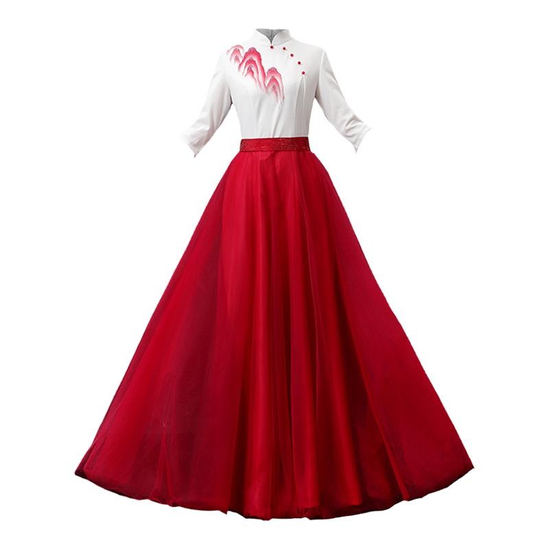 新款男女大合唱演出服學(xué)生紅歌比賽詩歌朗誦舞臺表演服主持人服裝