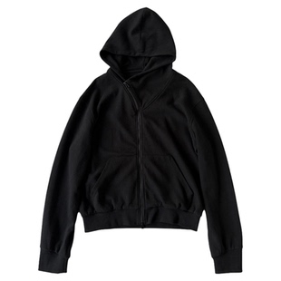 H1c 暗锁*斜拉链解构短宽版型拉链连帽卫衣 编织肌理/特殊剪裁