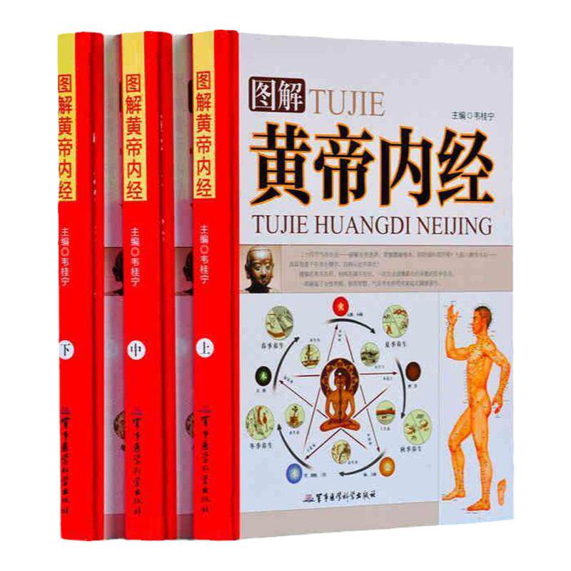 图解黄帝内经全集正版 白话文版中医四大名著皇帝内经 彩图版中医养生书籍精装16开3册黄帝内经素问 灵枢中医基础理论养生书籍大全