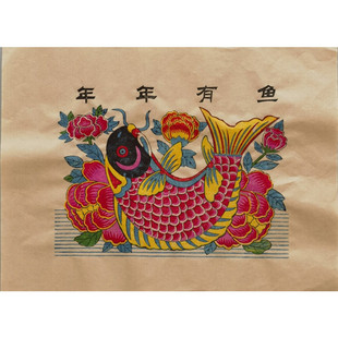 杨家埠木板年画山林猛虎黄宣纸印家居装饰教学潍坊老虎年画特色