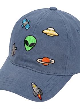 男童全棉宇宙星球弯檐遮阳棒球帽