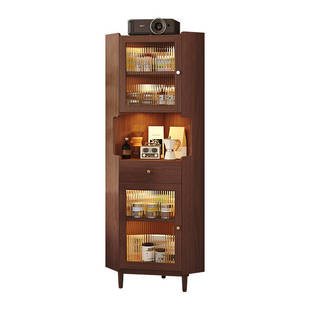 实木转角置物架墙角拐角收纳柜一体靠墙角落转角柜展示柜三角柜子